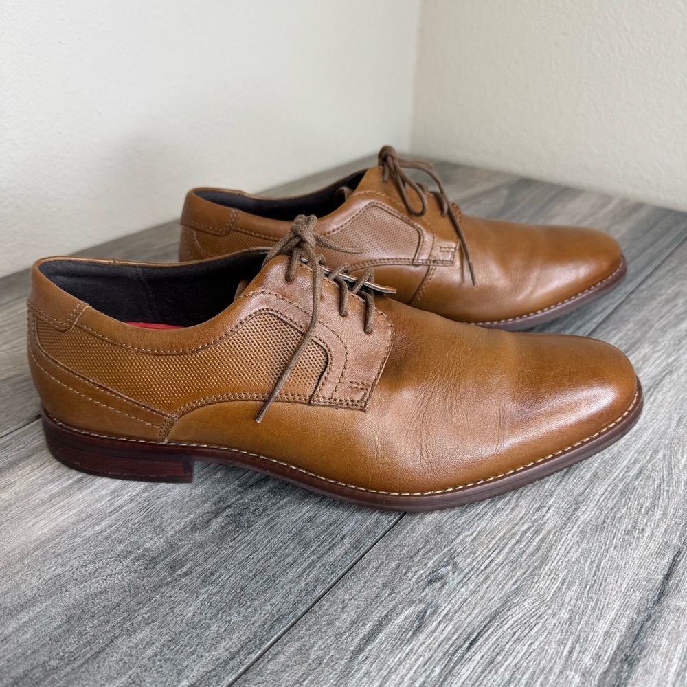 Rockport Men's Oxfords Brown Lace-Up Lightweight Shock Absorbing Size 10.5